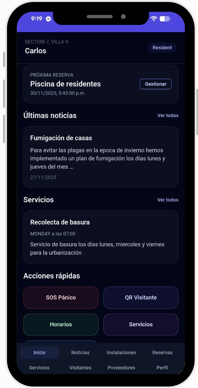 Dashboard de configuración de Urbana